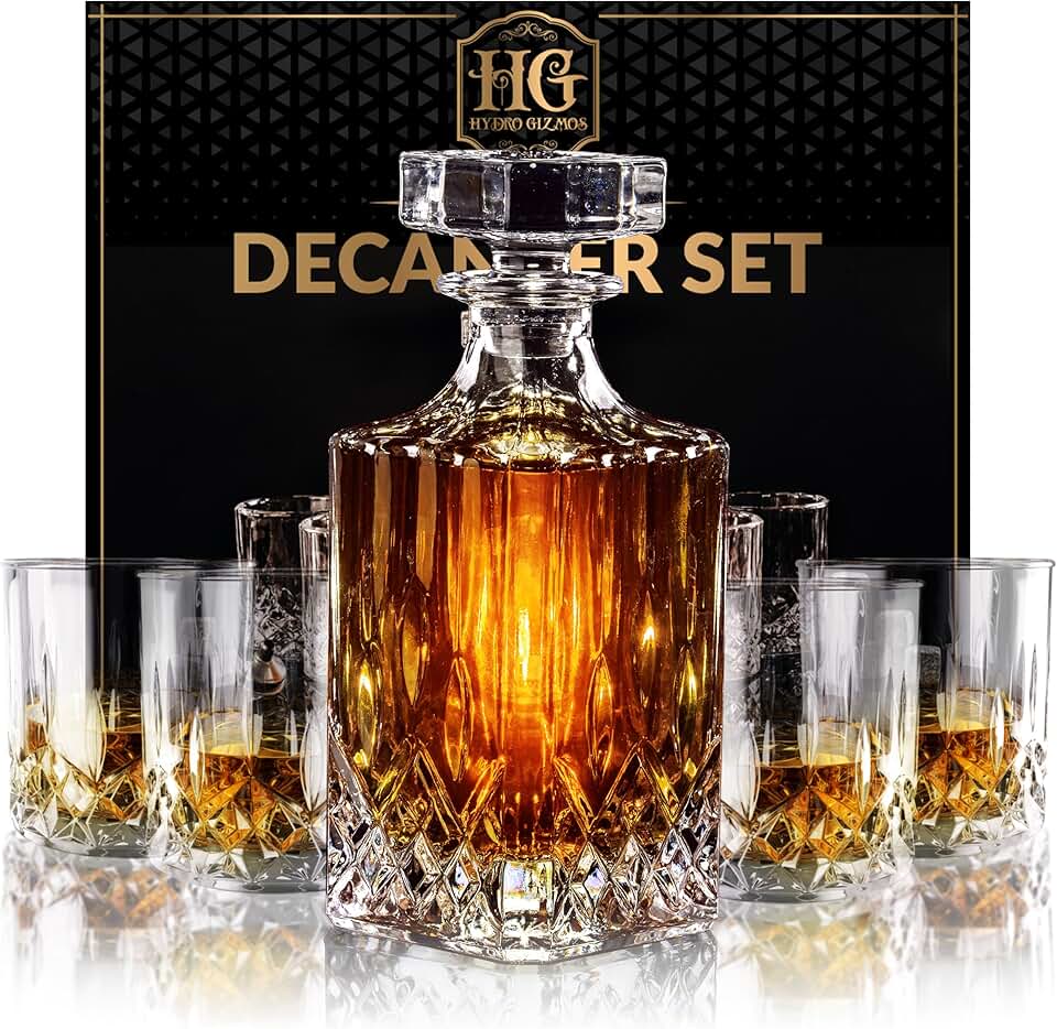 Smoked Glass Whiskey Decanter Set
